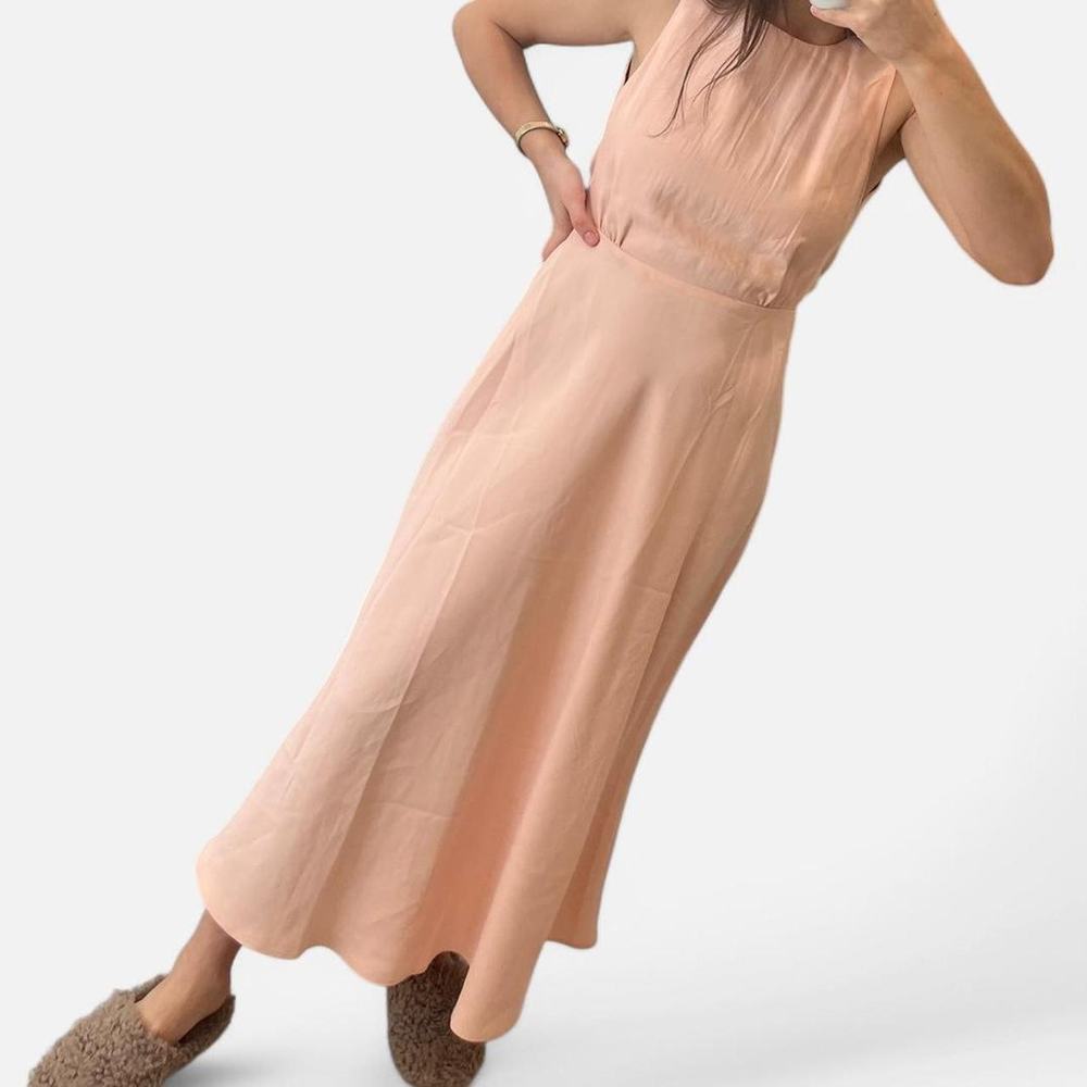 Mango pink flowy midi dress